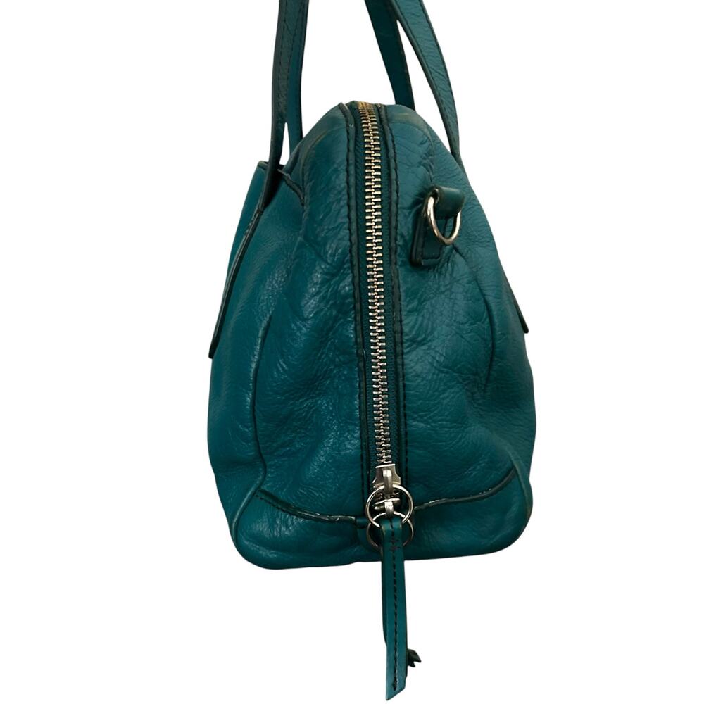 Fossil Teal Leather Distressed Sydney Satchel Purse - Picture 3 of 8